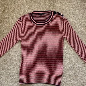 J. Crew Pink and Black Striped Long Sleeve T-Shirt